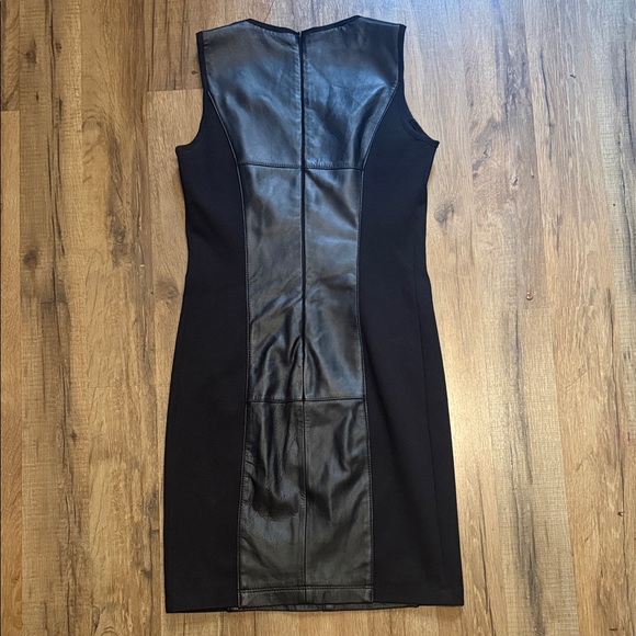 Badgley Mischka Black Leather Panel Mini Dress - Picture 4 of 6